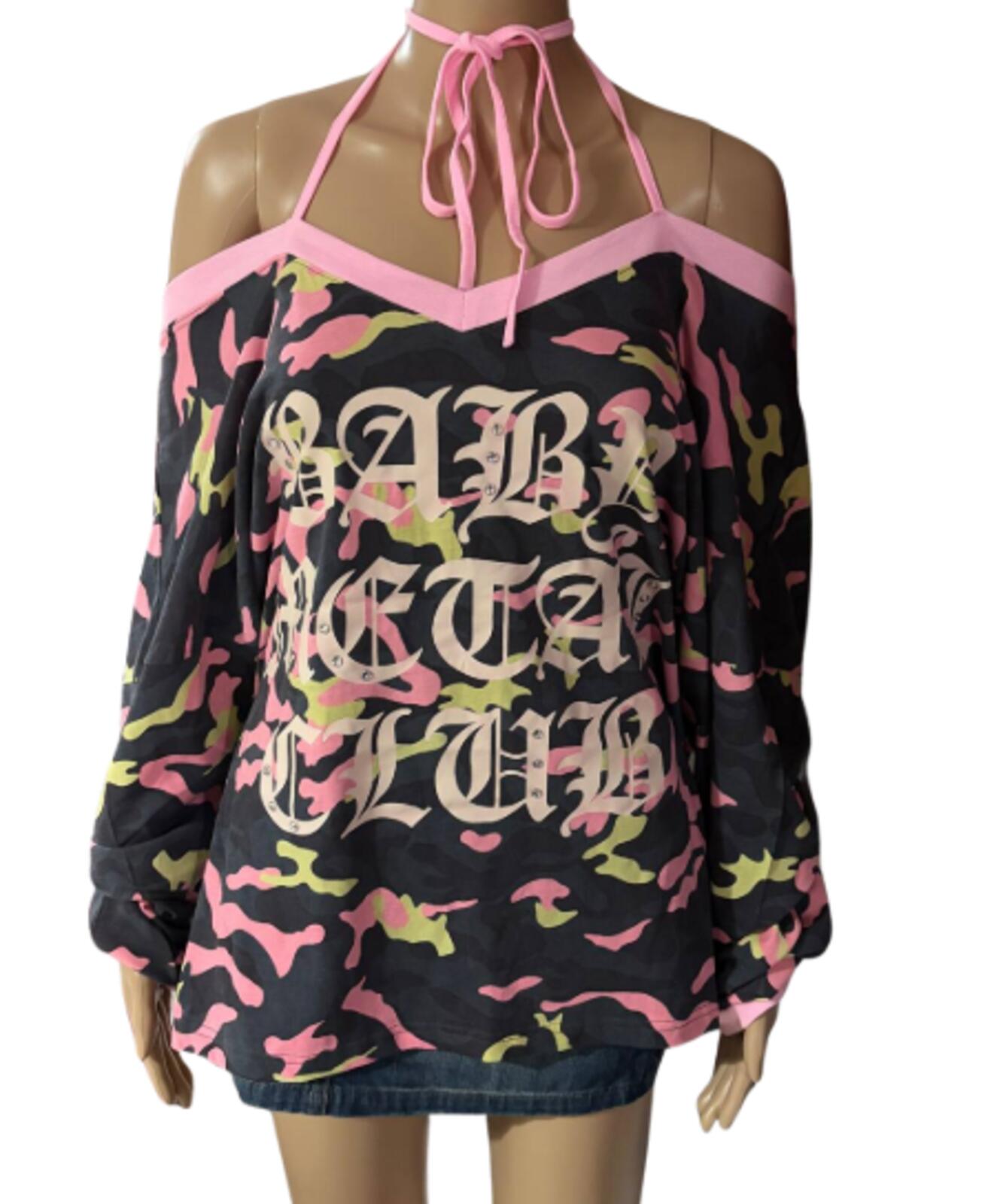 Neon pinky camo t kpop ive japan gyaru oversized y2k