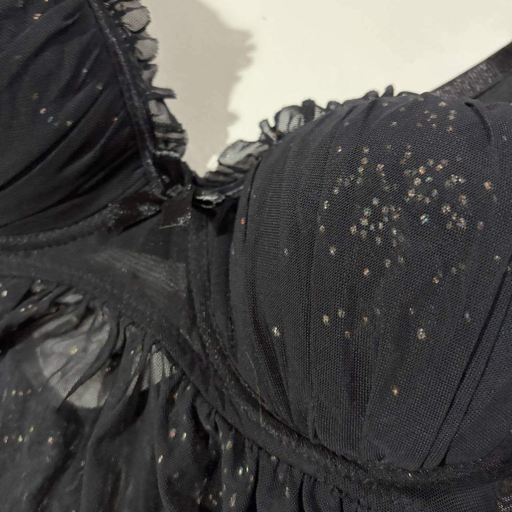 black sparkle babydoll top vintage y2k 2000s mcbling
