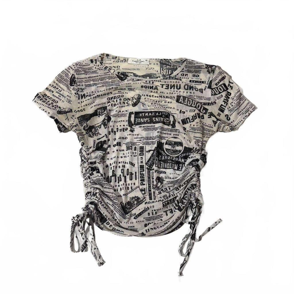 rebellious dreamer medium newspaper crop top vintage