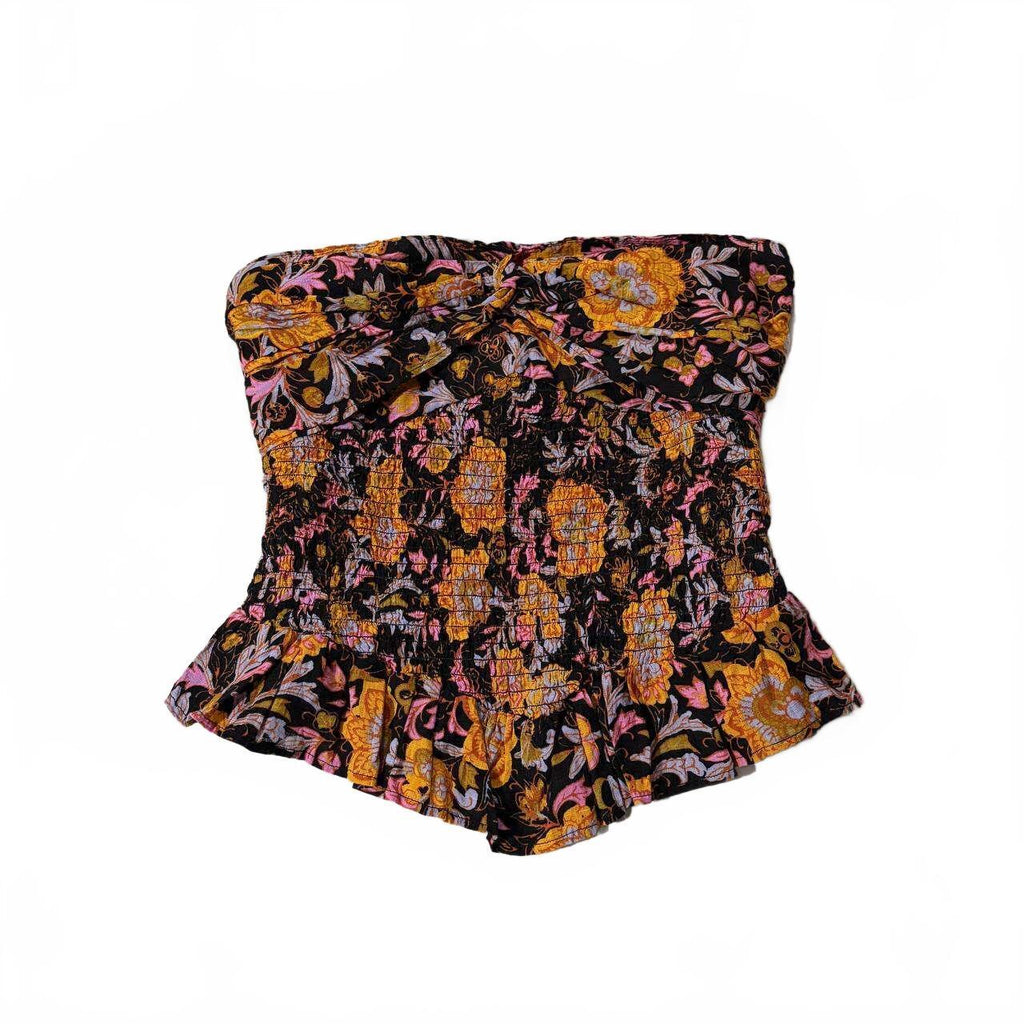 free people size xs floral top strapless
