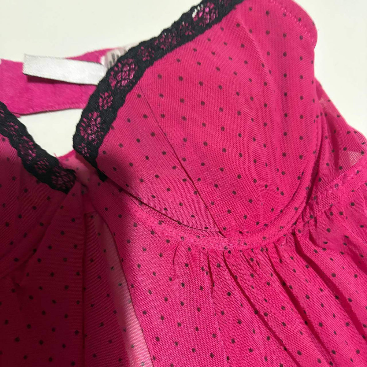 rampage small hot pink polka dot babydoll top vintage y2k 2000s mcbling
