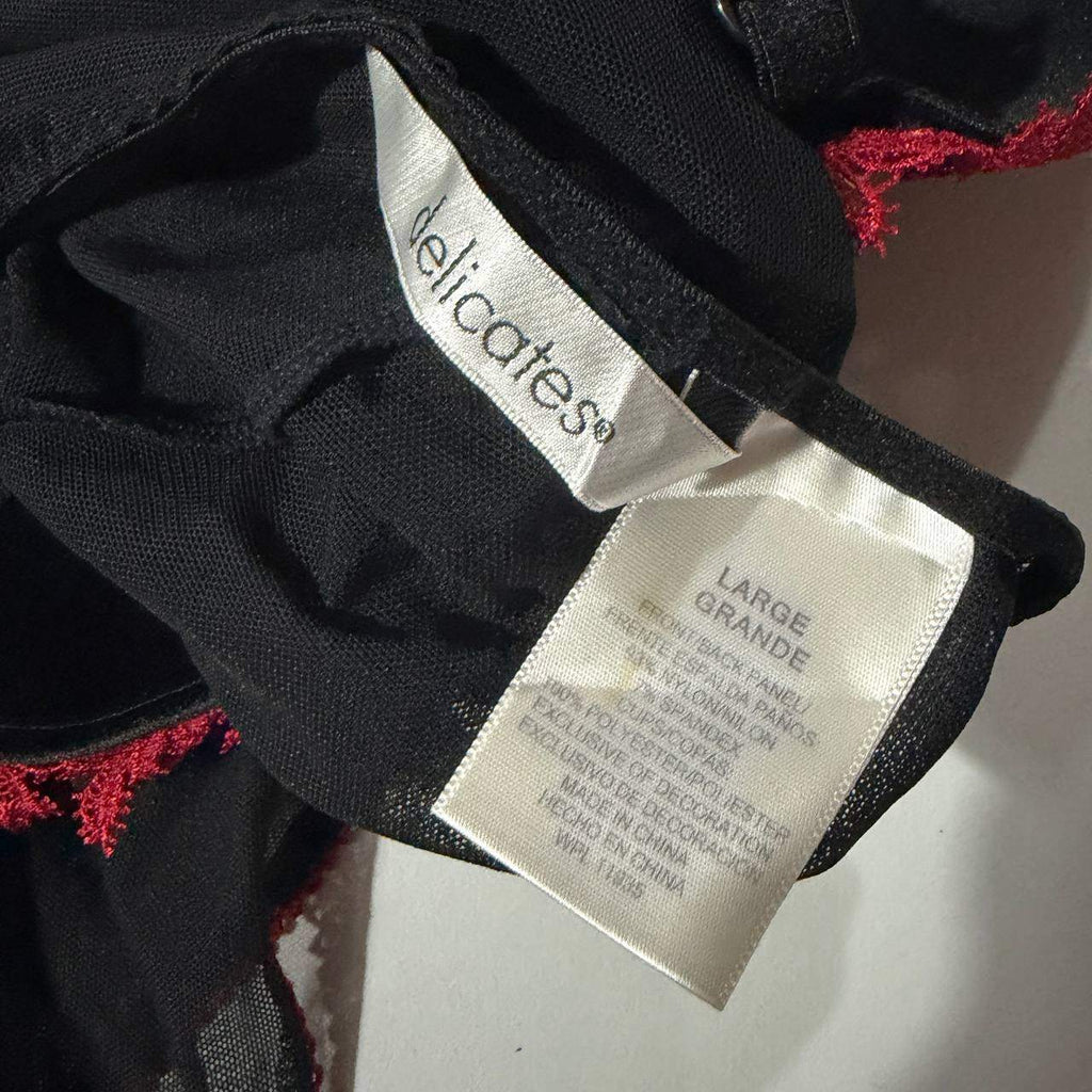 delicates large red and black goth emo lace babydoll top vintage y2k 2000s