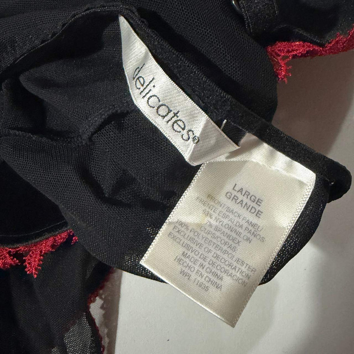 delicates large red and black goth emo lace babydoll top vintage y2k 2000s