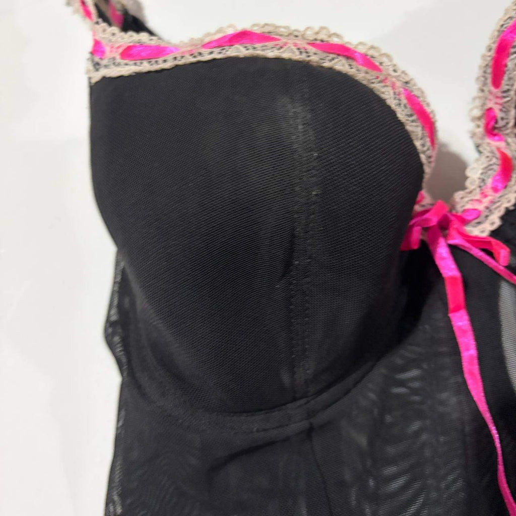 pink and black babydoll top vintage y2k 2000s mcbling
