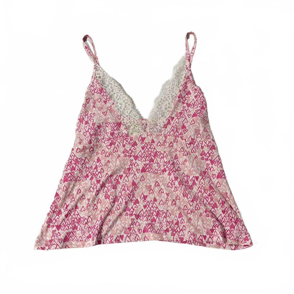jessica simpson pink size small hearts cami top vintage y2k 2000s