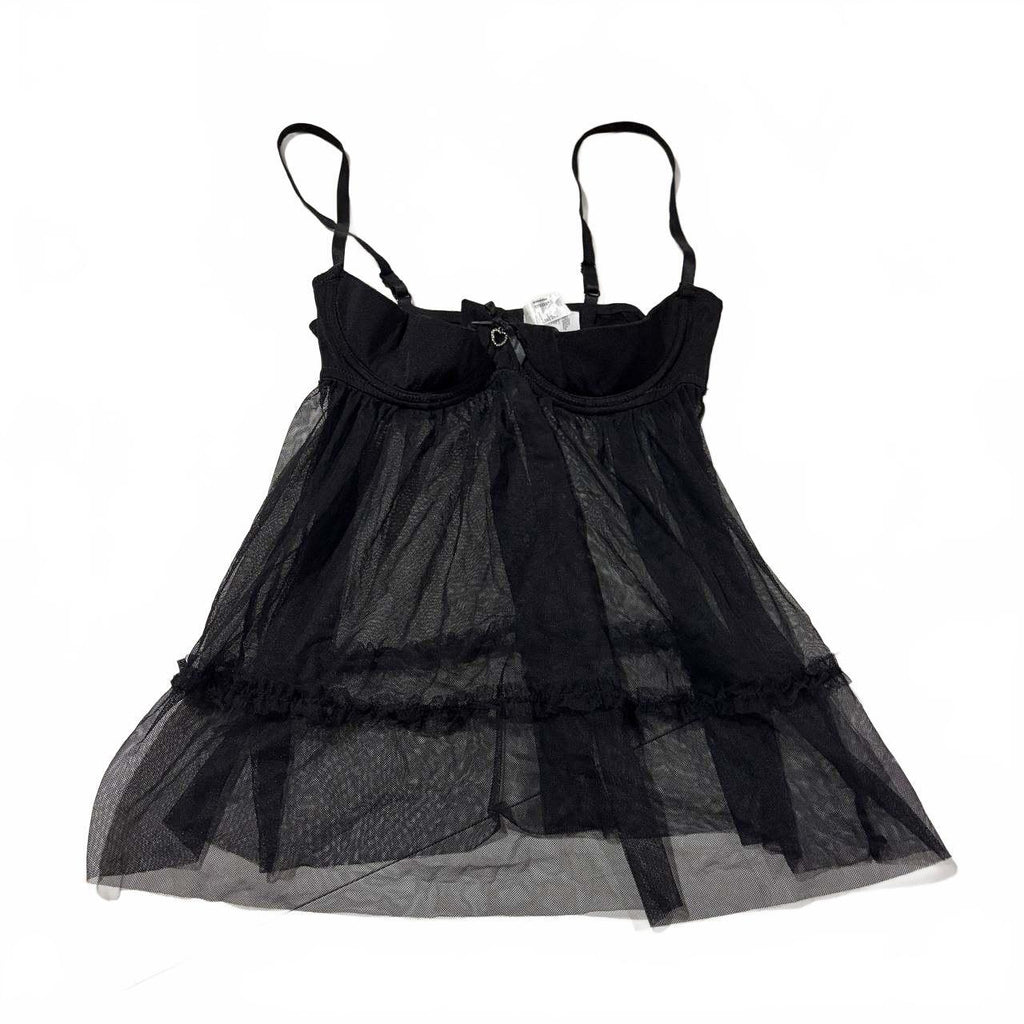 black 34b babydoll top vintage y2k 2000s mcbling