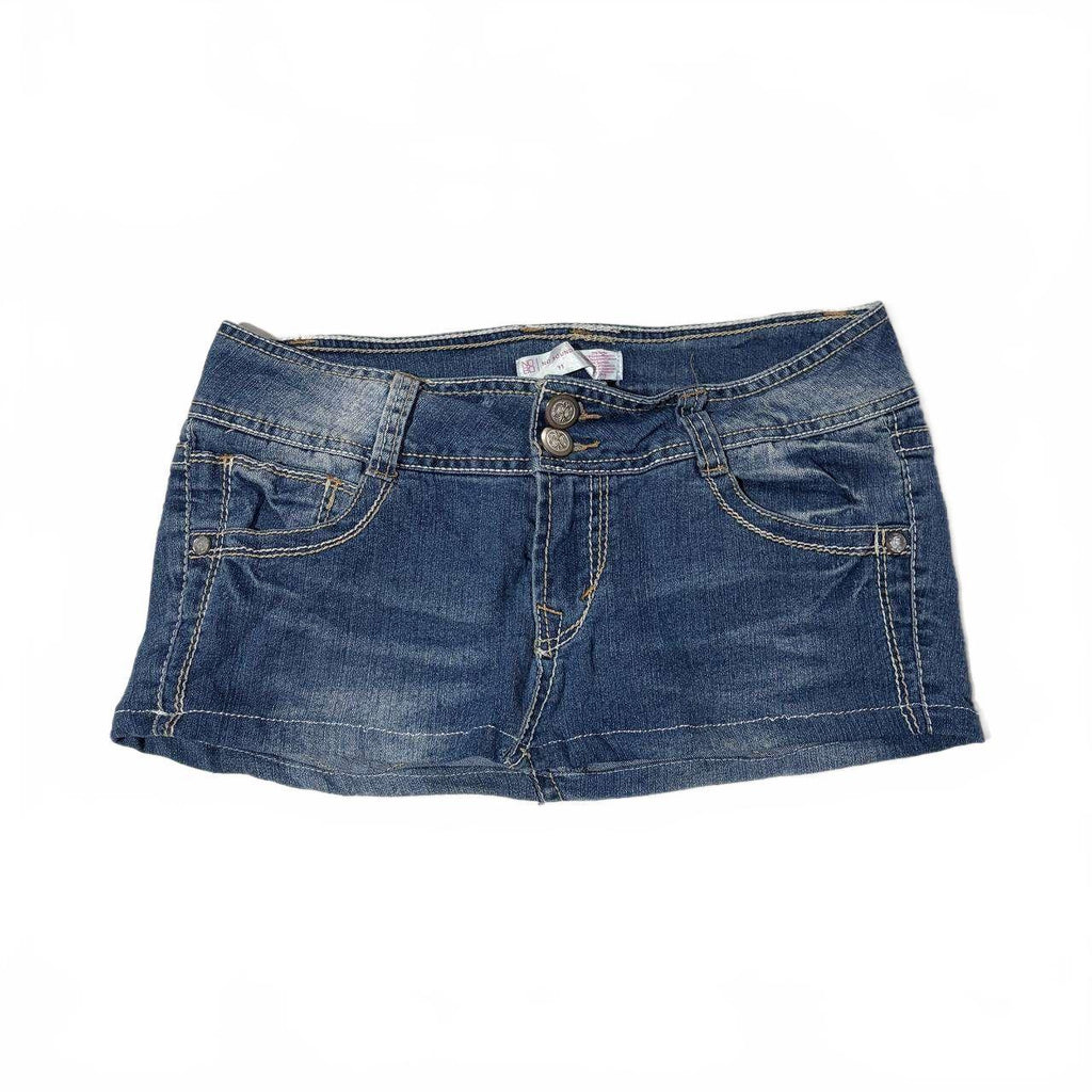 no boundaries low rise denim mini skirt  - vintage y2k 2000s - size estimated 12