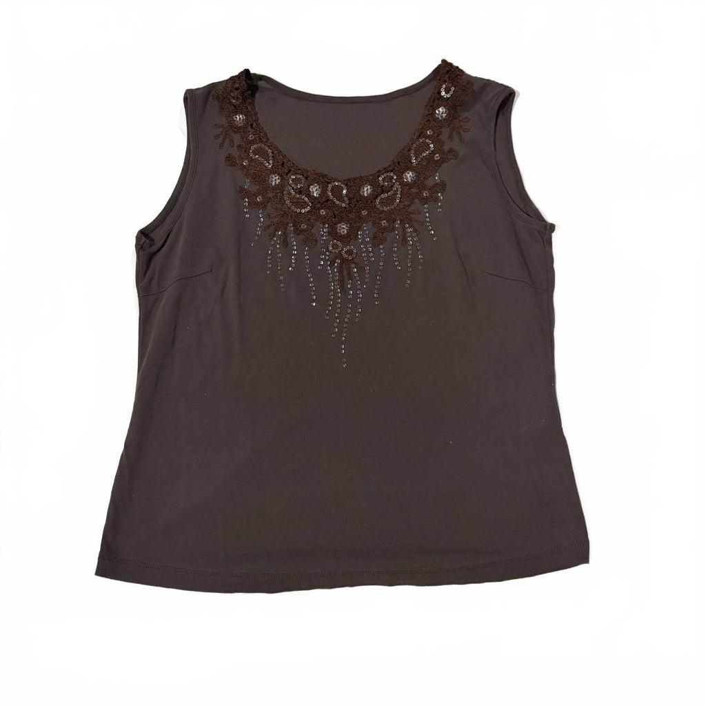 size 42 estimate uk 14 brown sequin top vintage 2000s y2k japanese