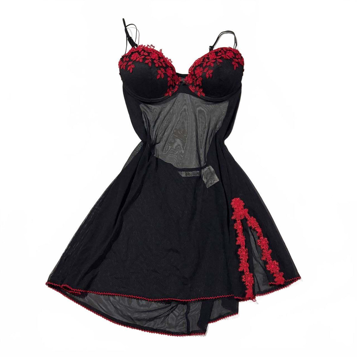 delicates large red and black goth emo lace babydoll top vintage y2k 2000s