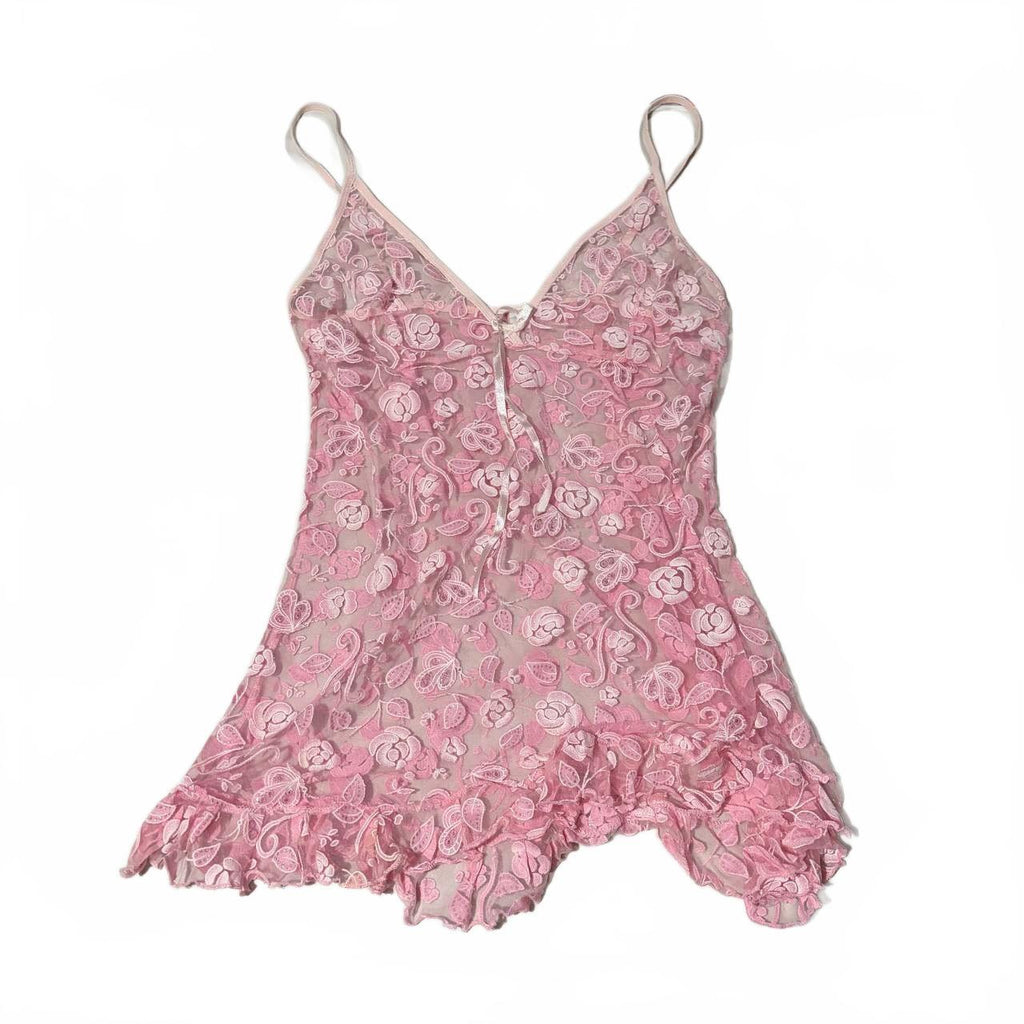 pink large floral babydoll top vintage y2k 2000s mcbling