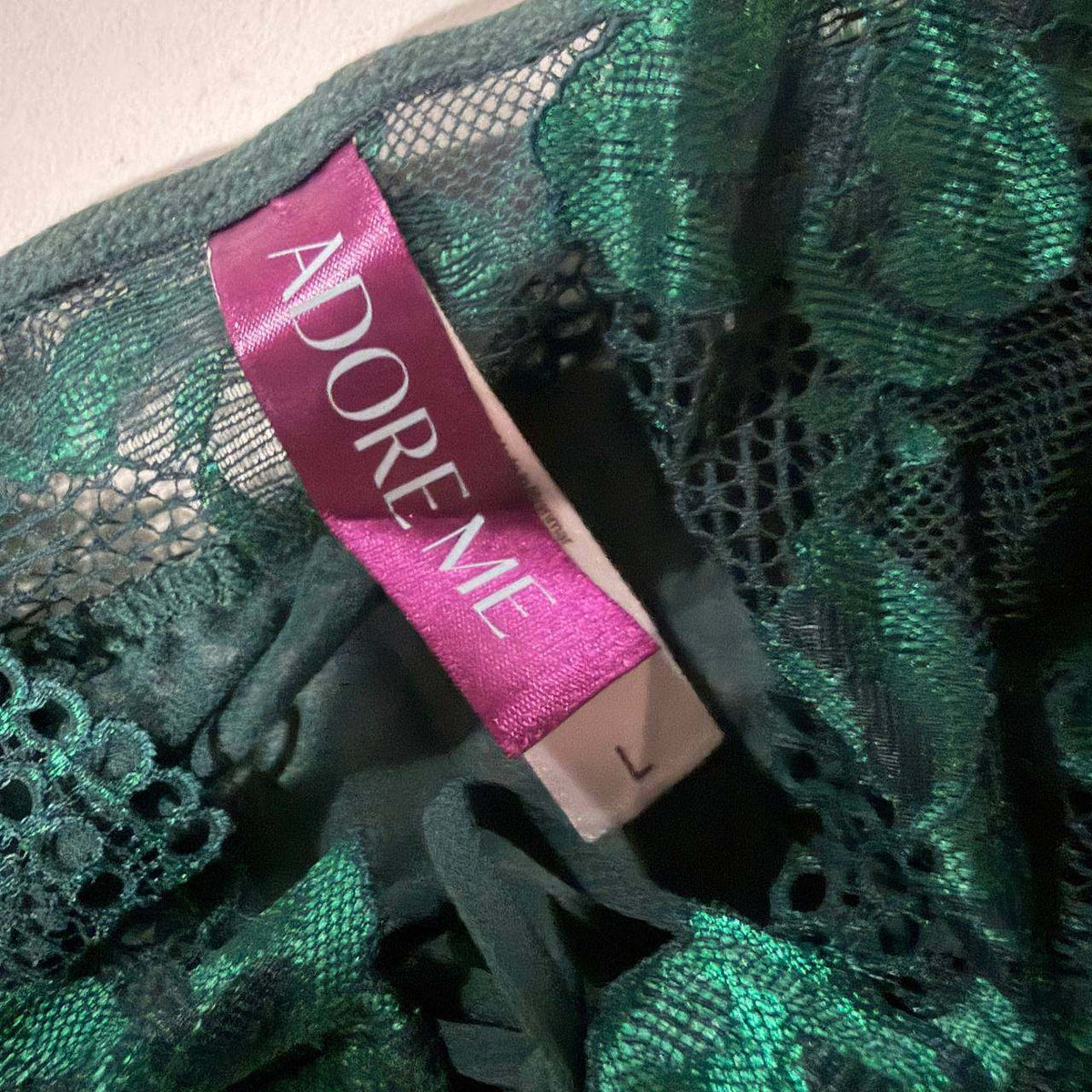 adore me size large lace green crop top babydoll vintage 2000s y2k