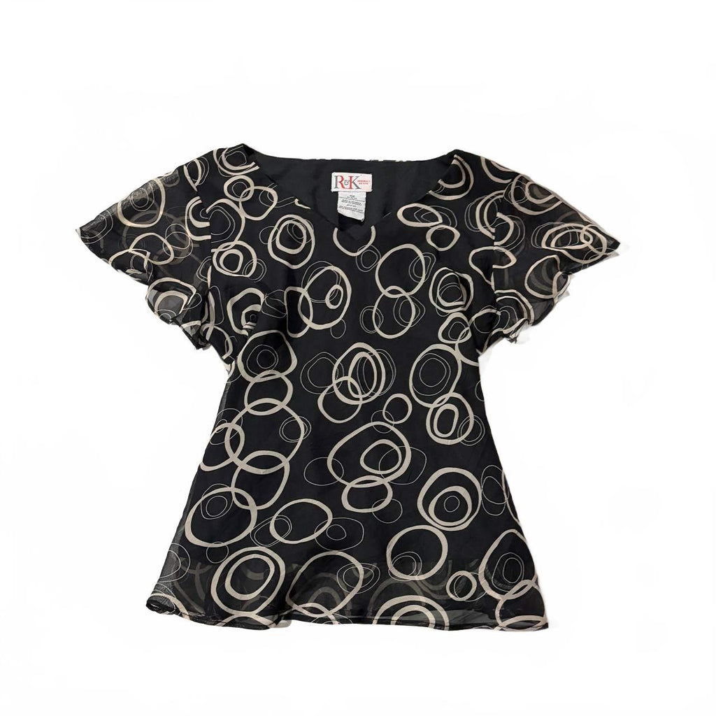 R&K black and white patterned vintage top size 10 y2k 2000s