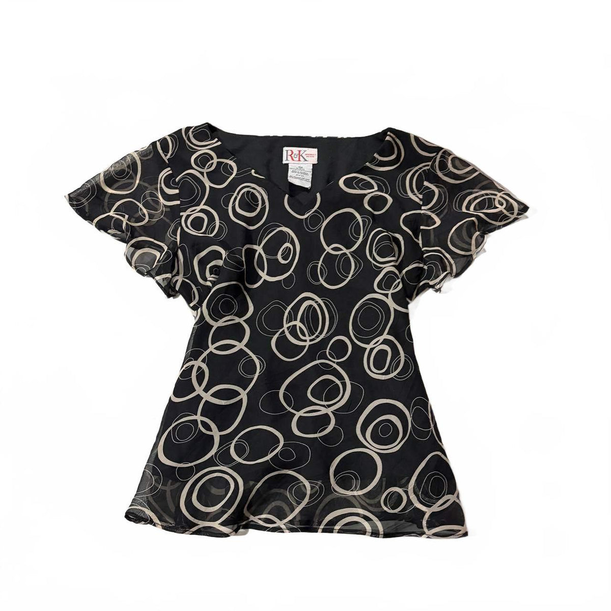 R&K black and white patterned vintage top size 10 y2k 2000s