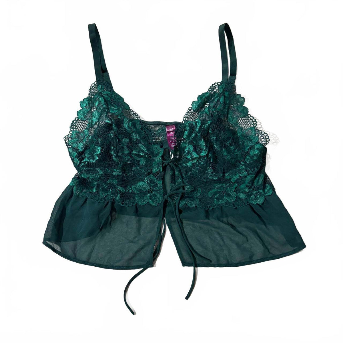 adore me size large lace green crop top babydoll vintage 2000s y2k