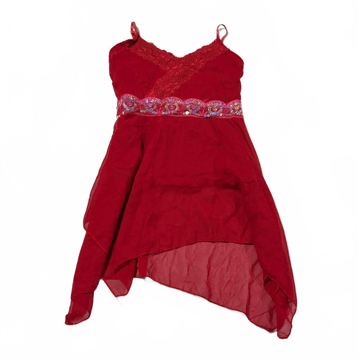 vintage red sequin cami top babydoll y2k 2000s estimate small