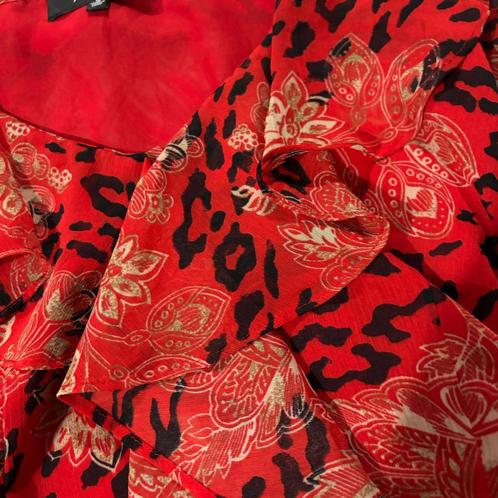 jones wear size 10 leopard print red top vintage 2000s y2k