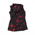 vintage black and red floral top estimate small