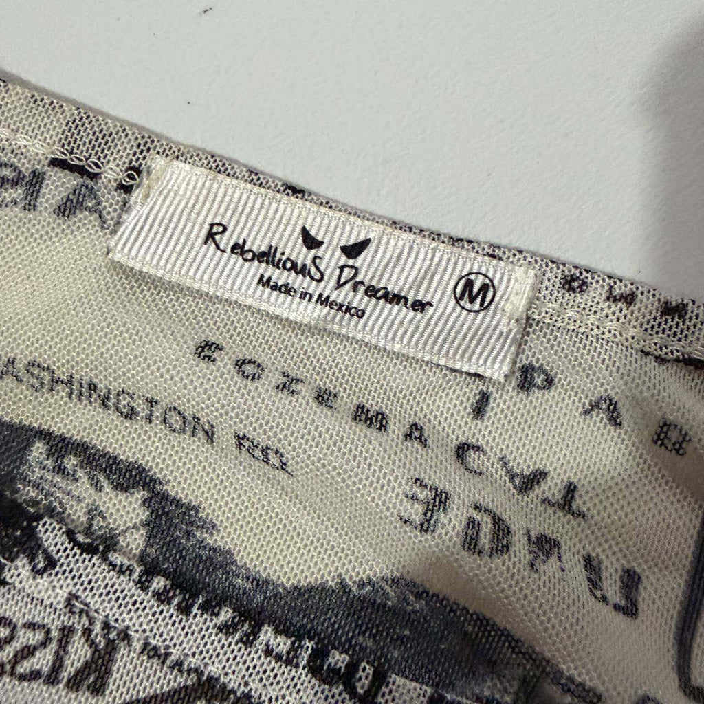 rebellious dreamer medium newspaper crop top vintage