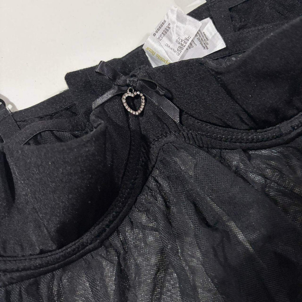 black 34b babydoll top vintage y2k 2000s mcbling
