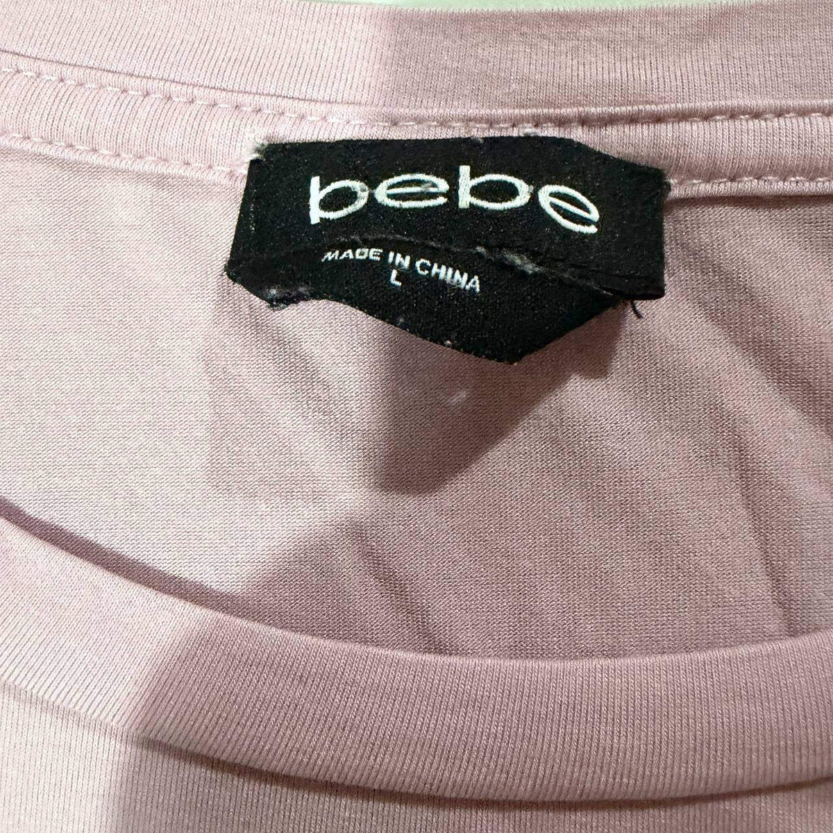 bebe rhinestone pink tshirt size large y2k mcbling 2000s