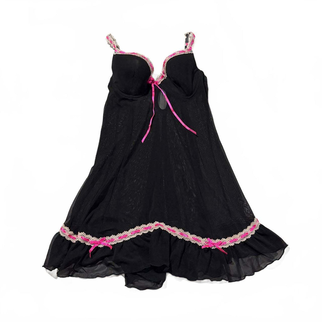 pink and black babydoll top vintage y2k 2000s mcbling