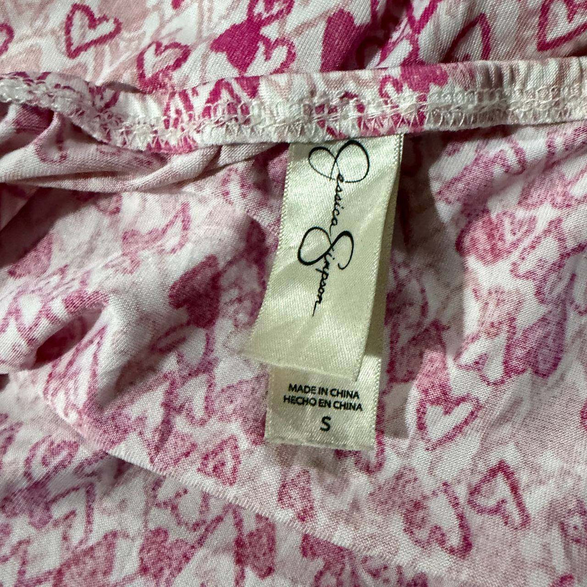 jessica simpson pink size small hearts cami top vintage y2k 2000s