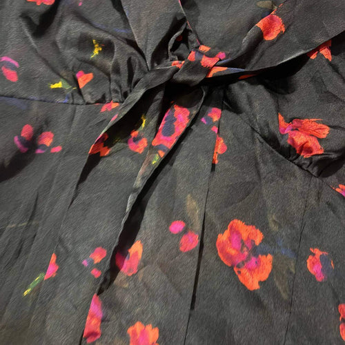 vintage black and red floral top estimate small