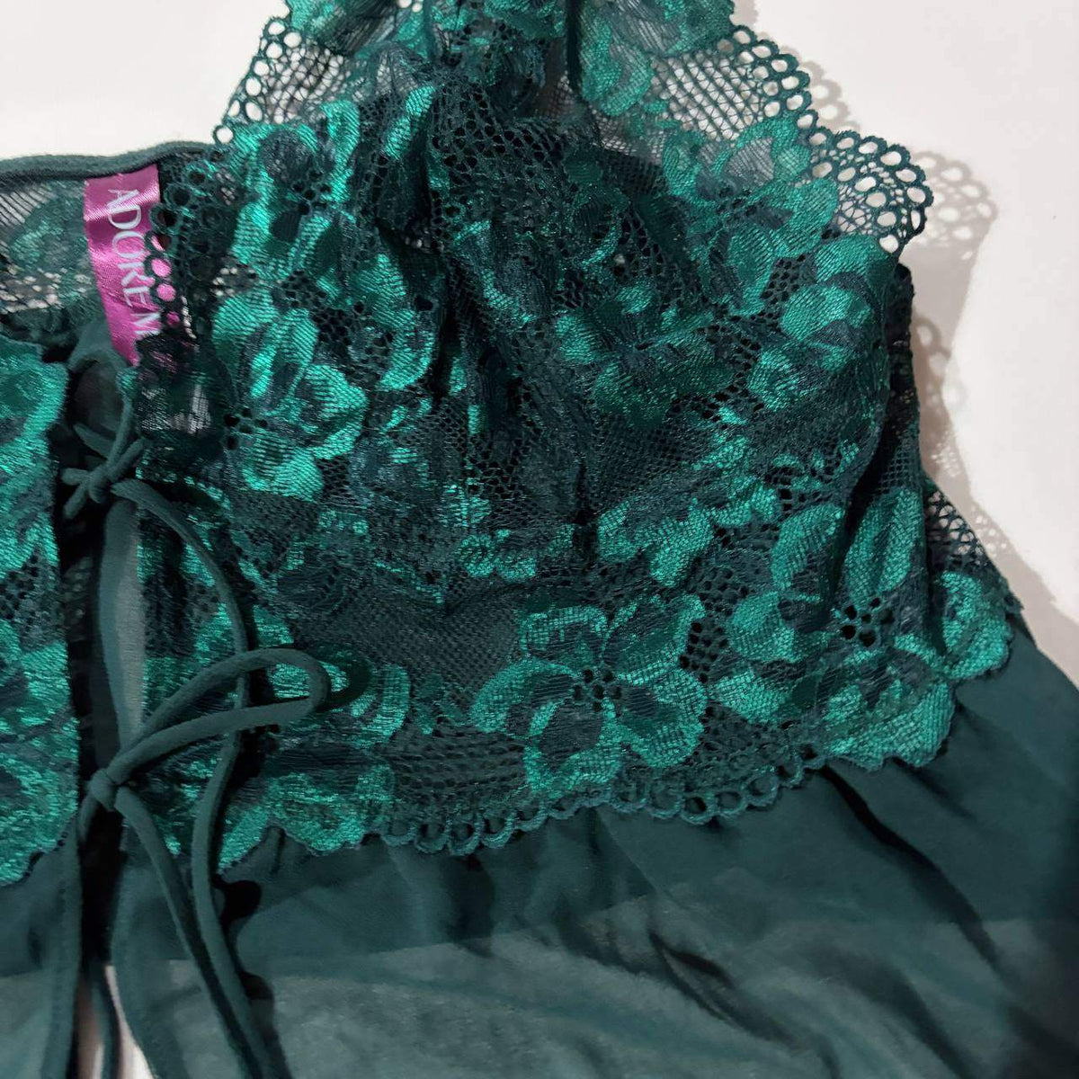 adore me size large lace green crop top babydoll vintage 2000s y2k