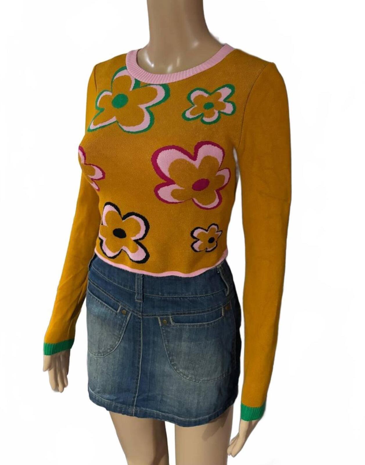 debut vintage xs floral fun cropped jumper