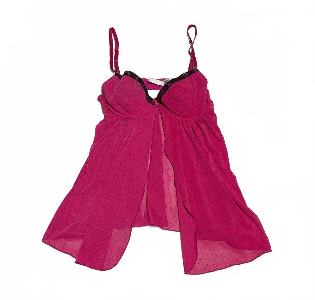 rampage small hot pink polka dot babydoll top vintage y2k 2000s mcbling