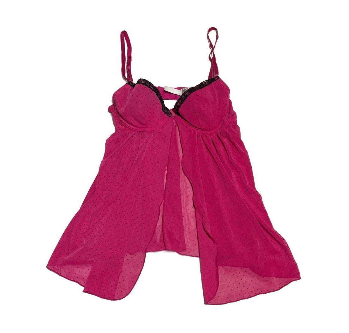 rampage small hot pink polka dot babydoll top vintage y2k 2000s mcbling