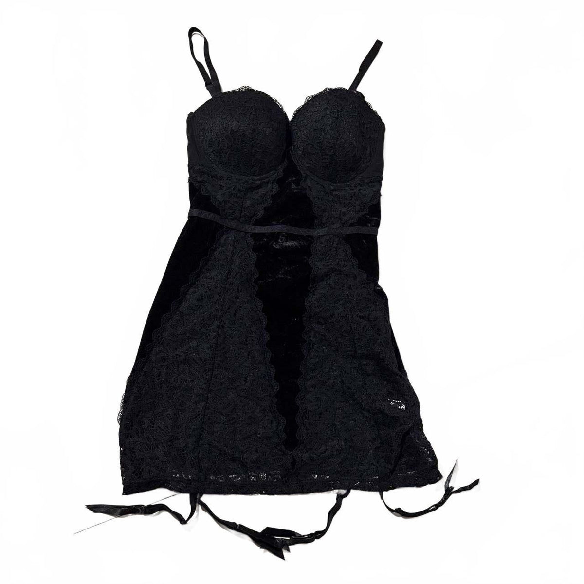 goth velvet lace black medium dreamgirl babydoll top vintage y2k 2000s mcbling