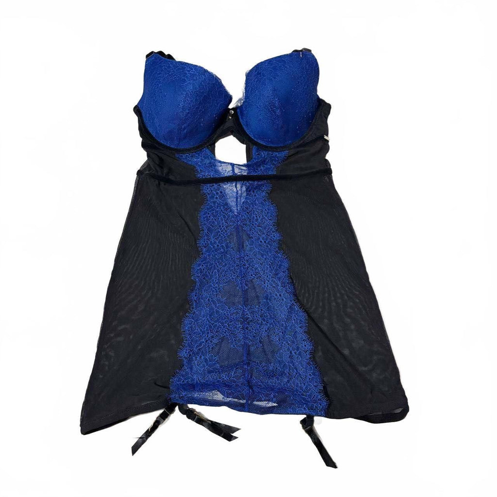 black and blue large noir babydoll top vintage y2k 2000s mcbling