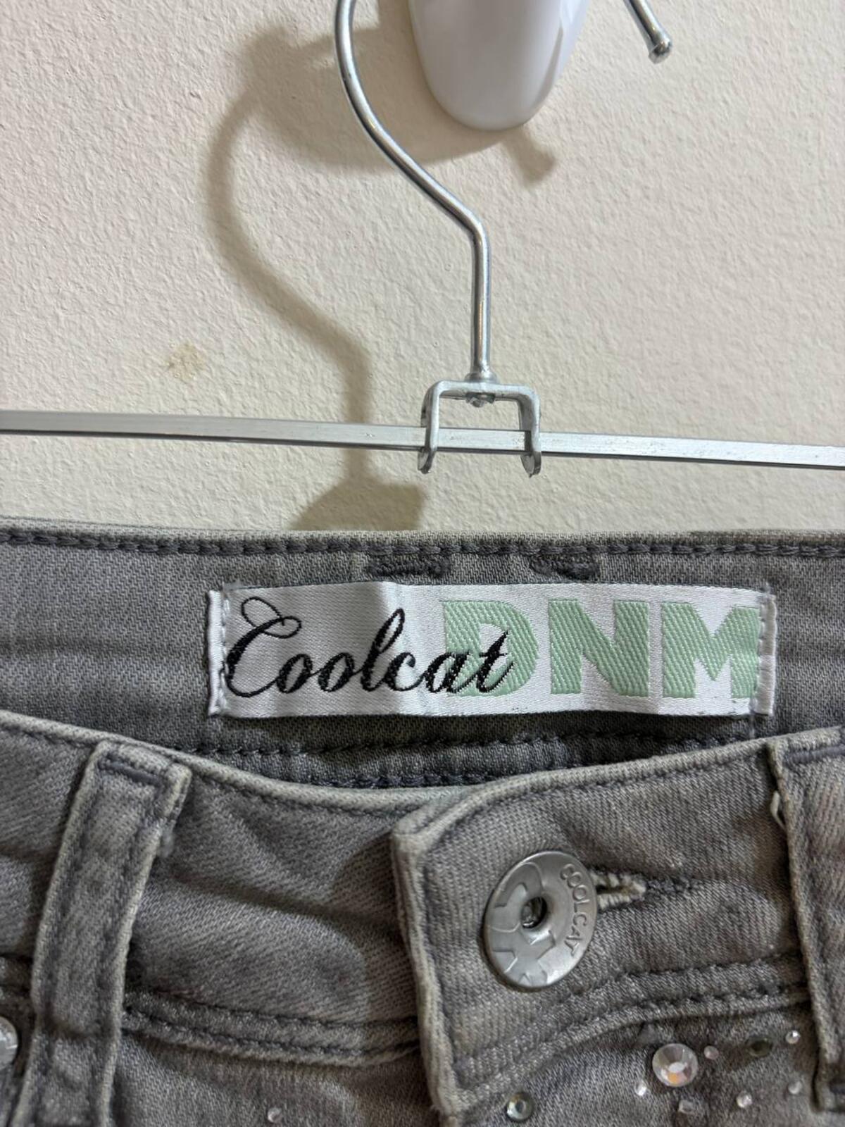 rhinestone grey denim mini shorts  - vintage y2k mcbling 2000s - estimate size 6