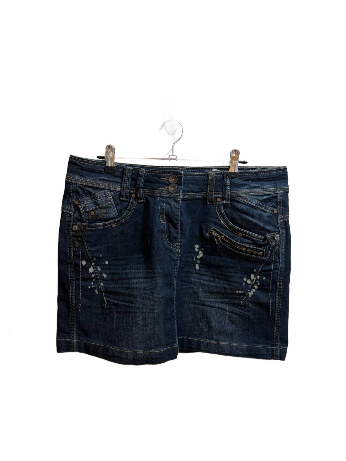 denim mini skirt  - vintage y2k mcbling 2000s - size estimated 12