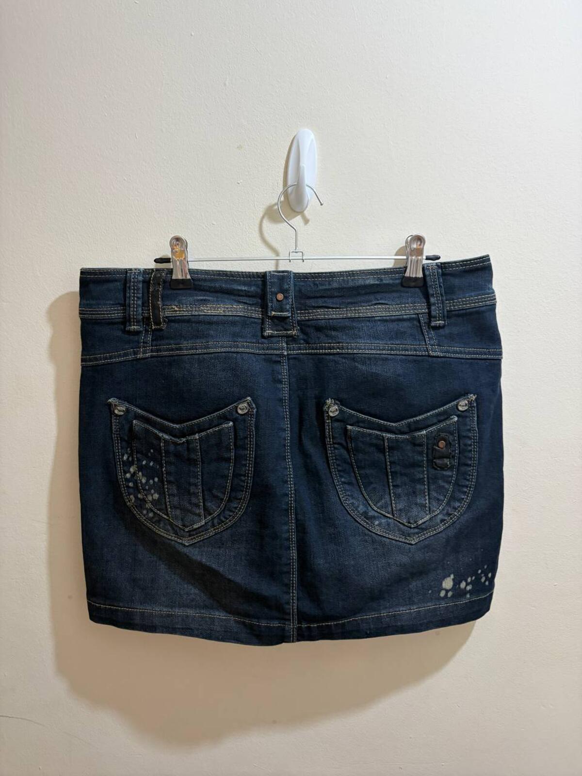 denim mini skirt  - vintage y2k mcbling 2000s - size estimated 12