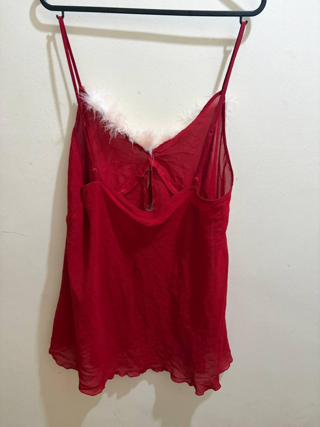 estimate medium red satin fluffy babydoll top vintage y2k 2000s mcbling