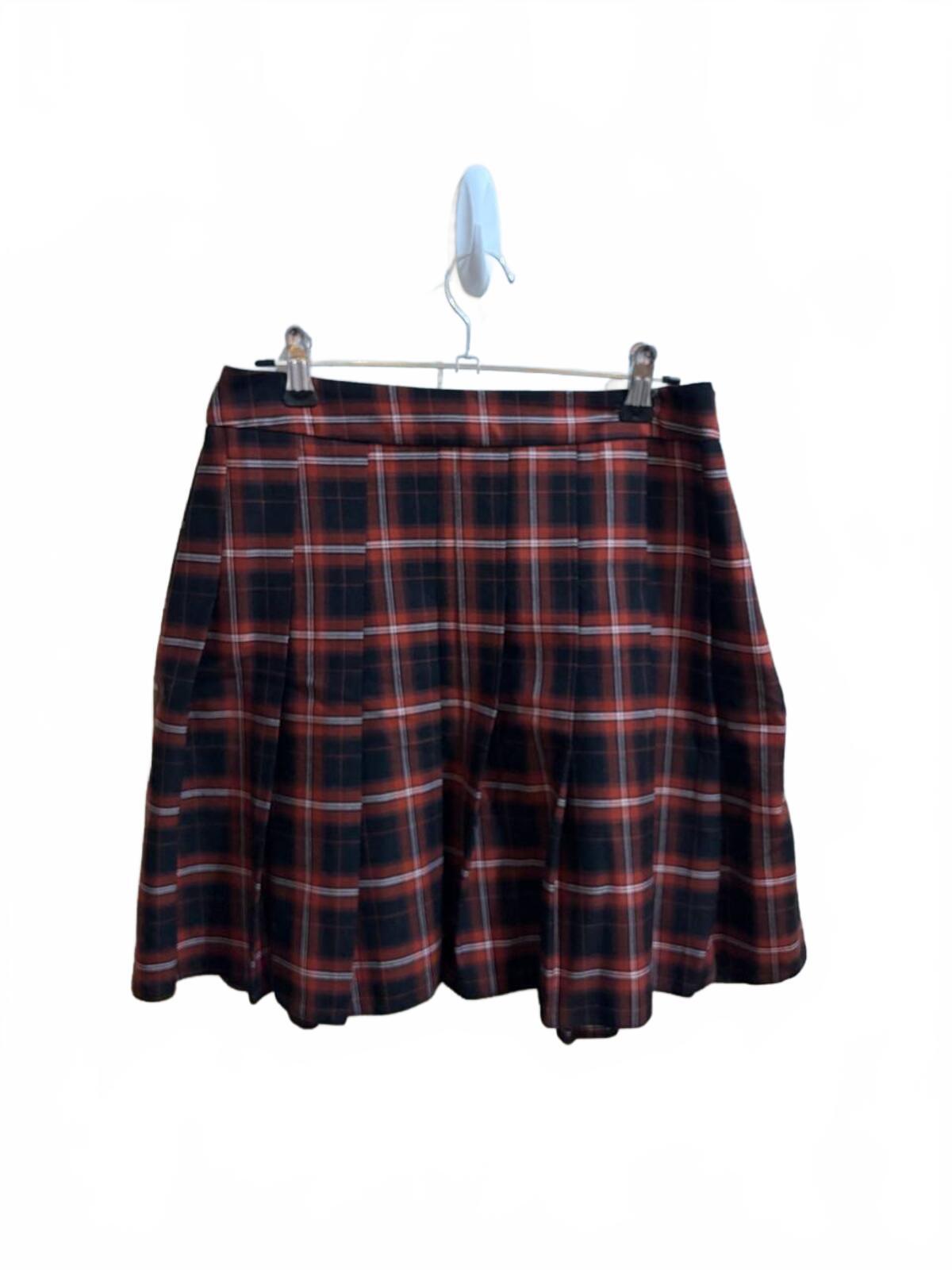 new look size 10 red and black plaid pleated mini skirt vintage y2k 2000s