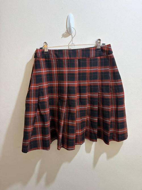 new look size 10 red and black plaid pleated mini skirt vintage y2k 2000s