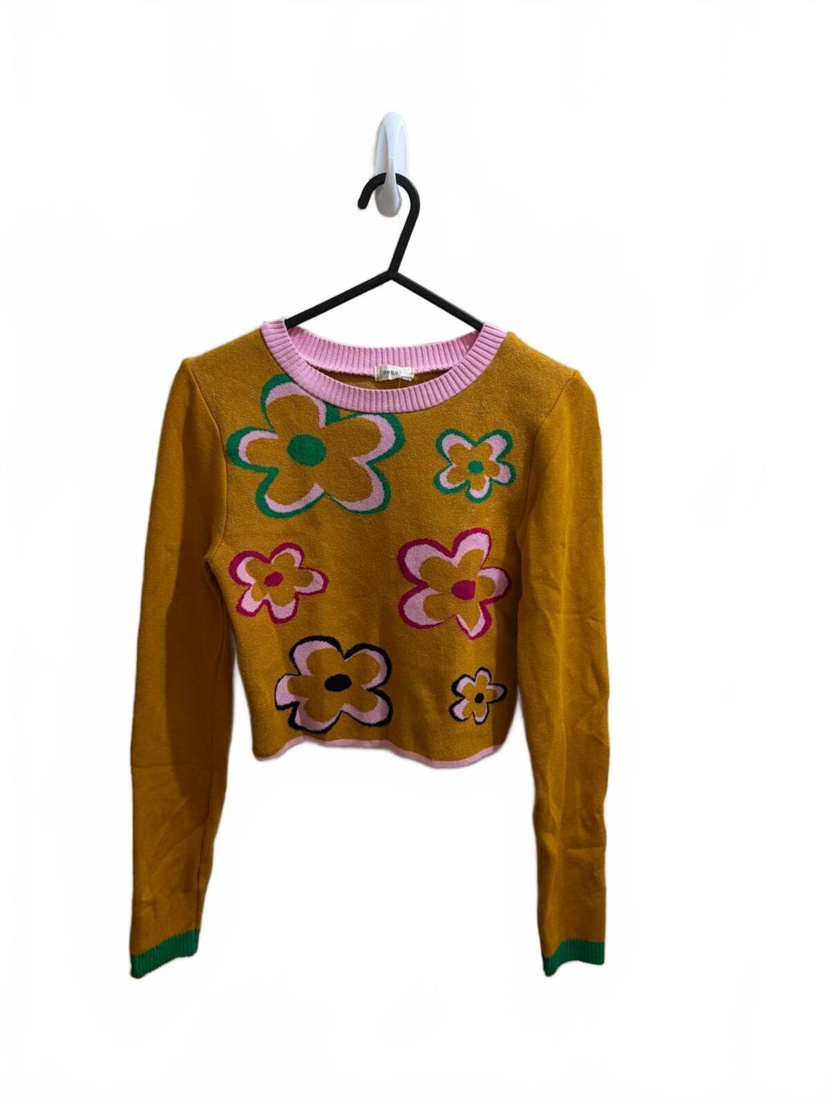 debut vintage xs floral fun cropped jumper