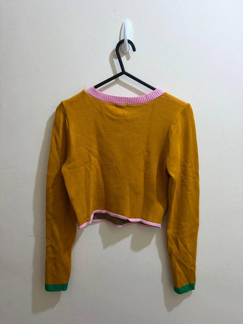 debut vintage xs floral fun cropped jumper